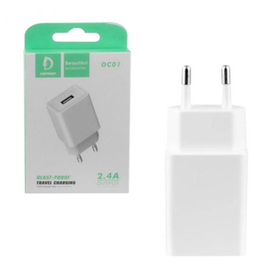 DENMEN CHARGER ADAPTER DC01 5V/2.4A WHITE
